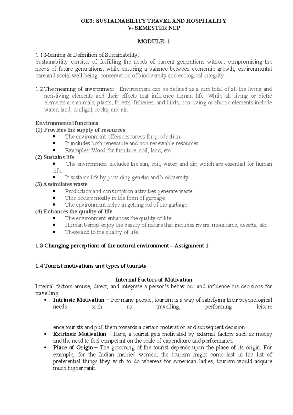 Sustainable Tourism & Hospitality - OE3: SUSTAINABILITY TRAVEL AND ...