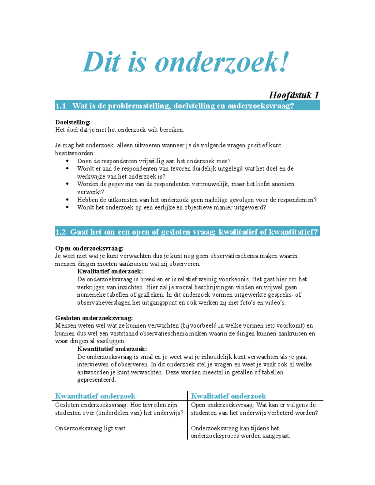 Samenvatting Dit Is Onderzoek! - Dit Is Onderzoek! Hoofdstuk 1 1 Wat Is ...