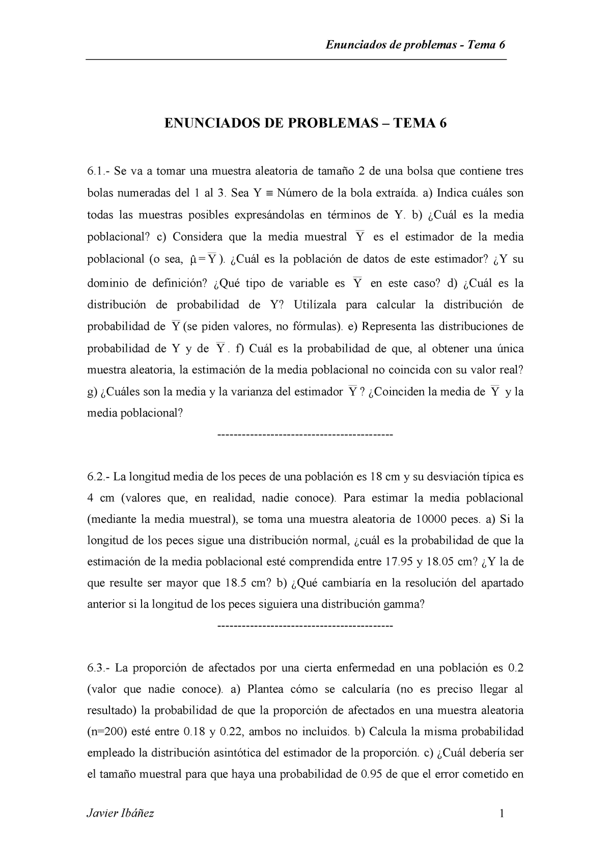 Enunciados Problemas T6 - Enunciados De Problemas - Tema 6 Javier ...