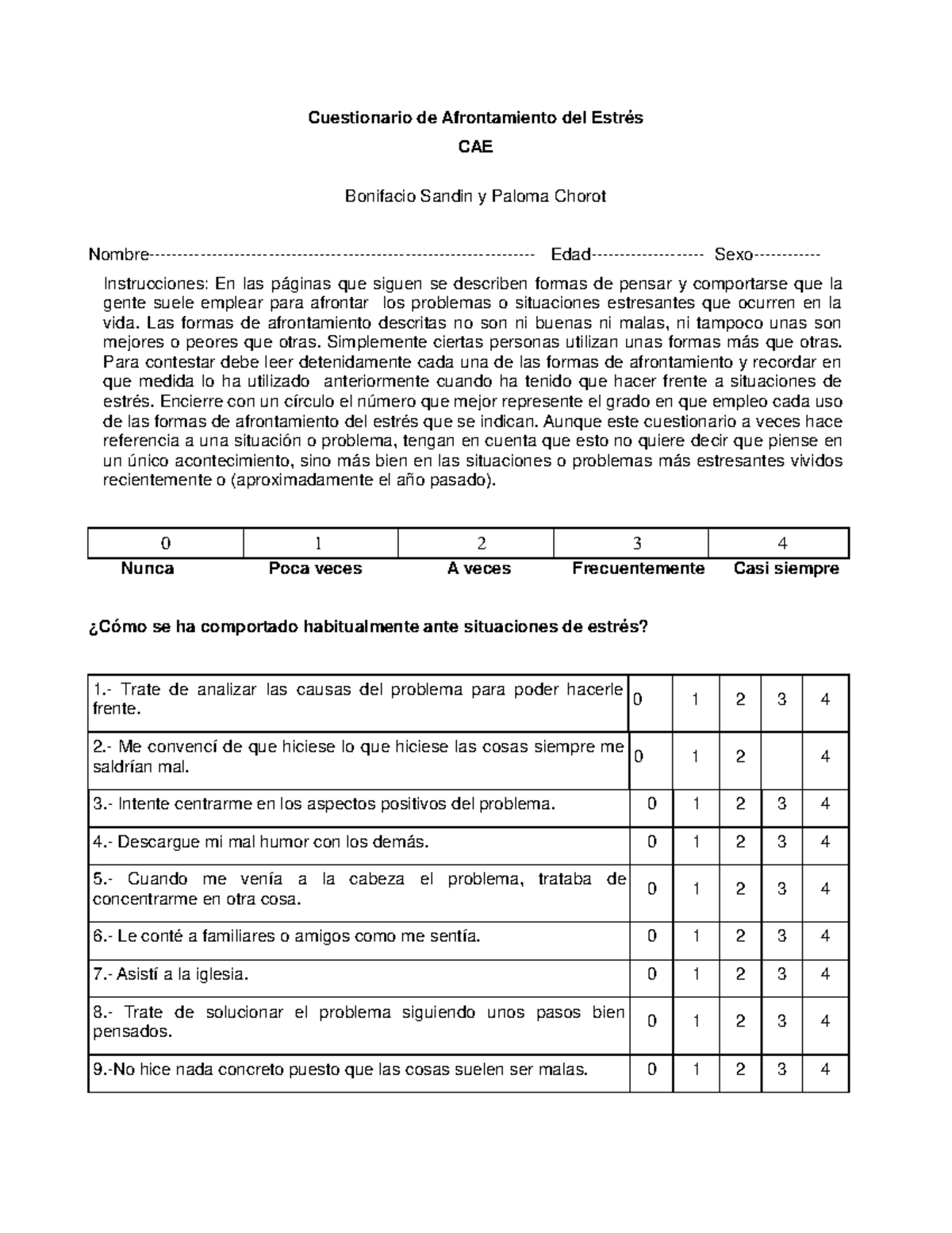 485848034-Cae - Cuestionario de Afrontamiento del Estrés CAE Bonifacio ...
