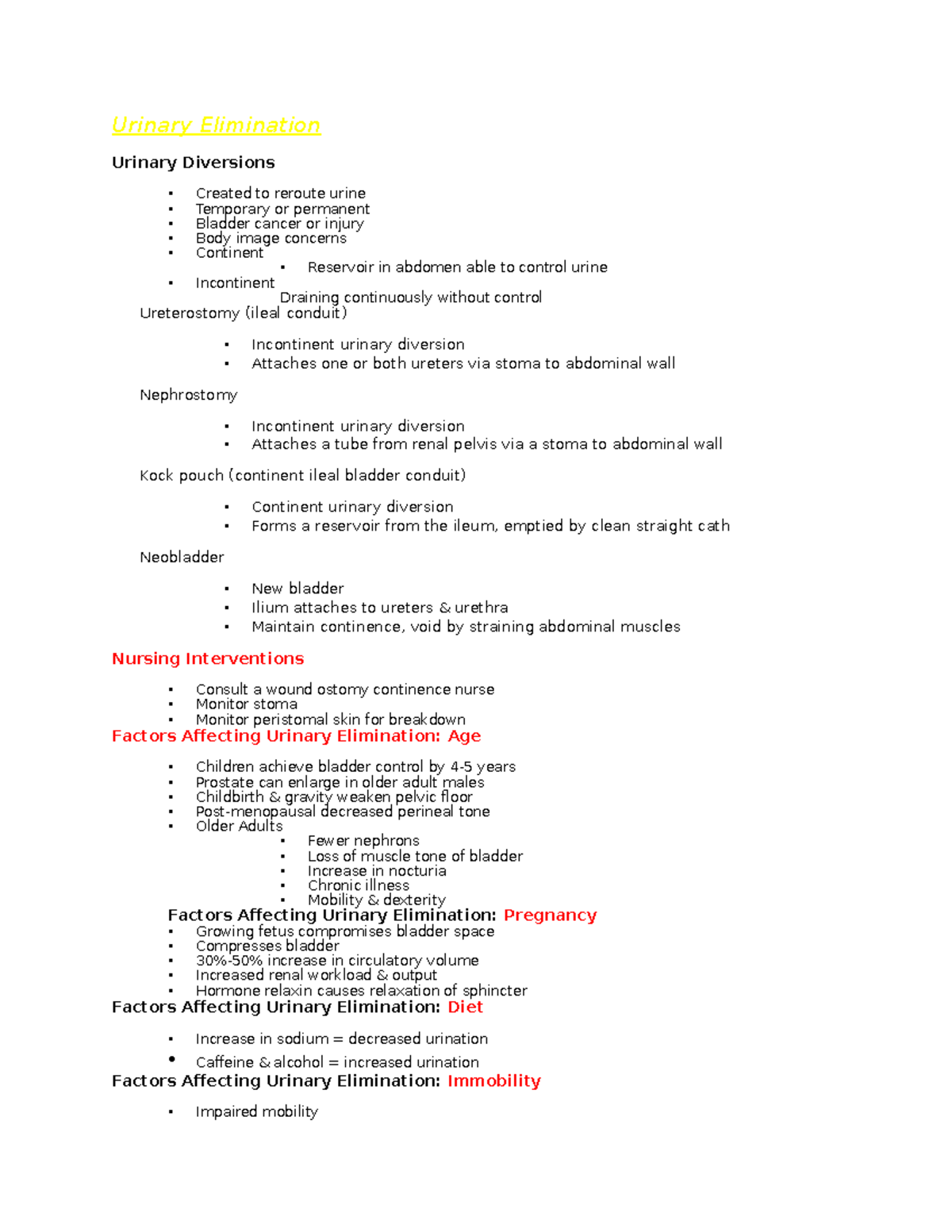 Urinary elimination - bio - Urinary Elimination Urinary Diversions ...