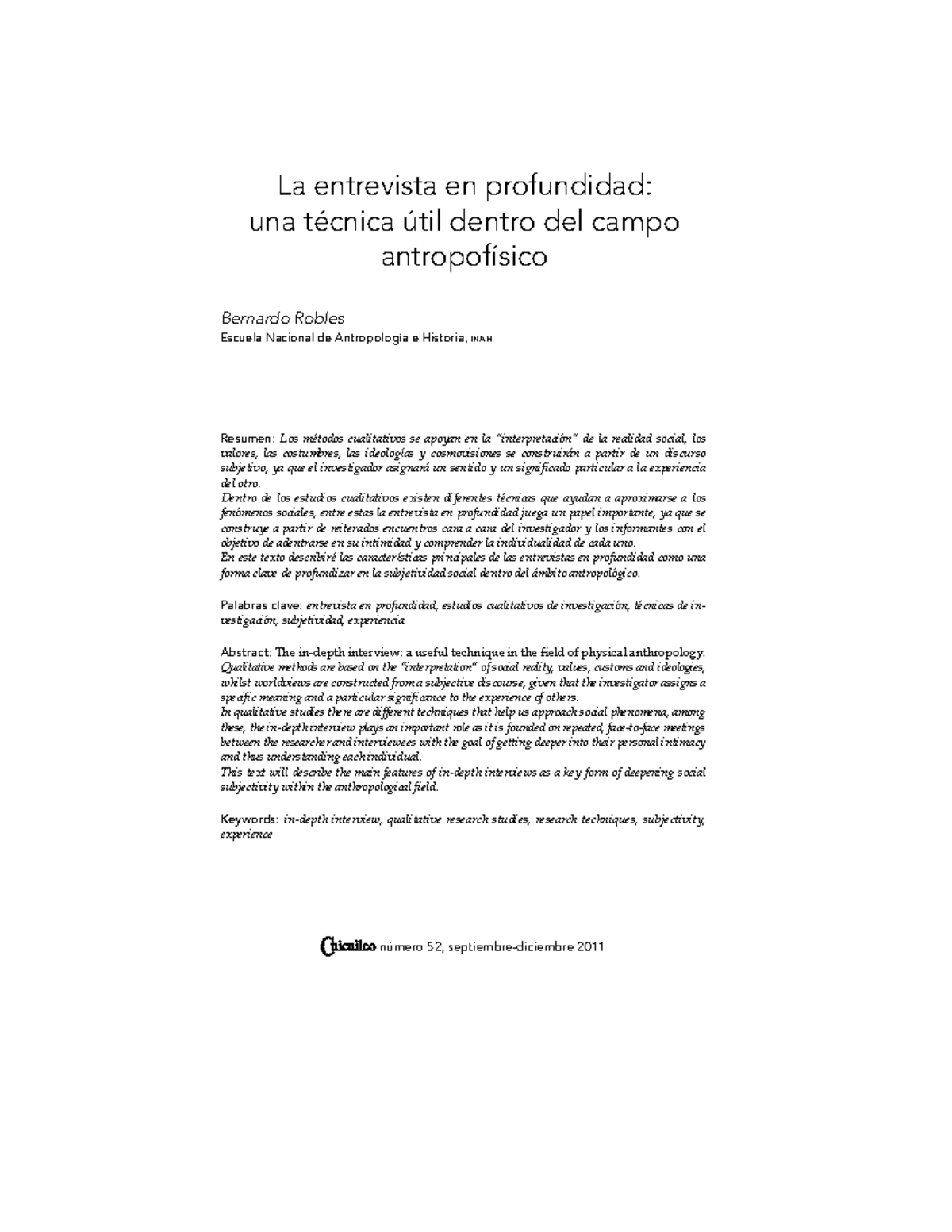 13.La Entrevista en Profundidad - La entrevista en profundidad: una ...