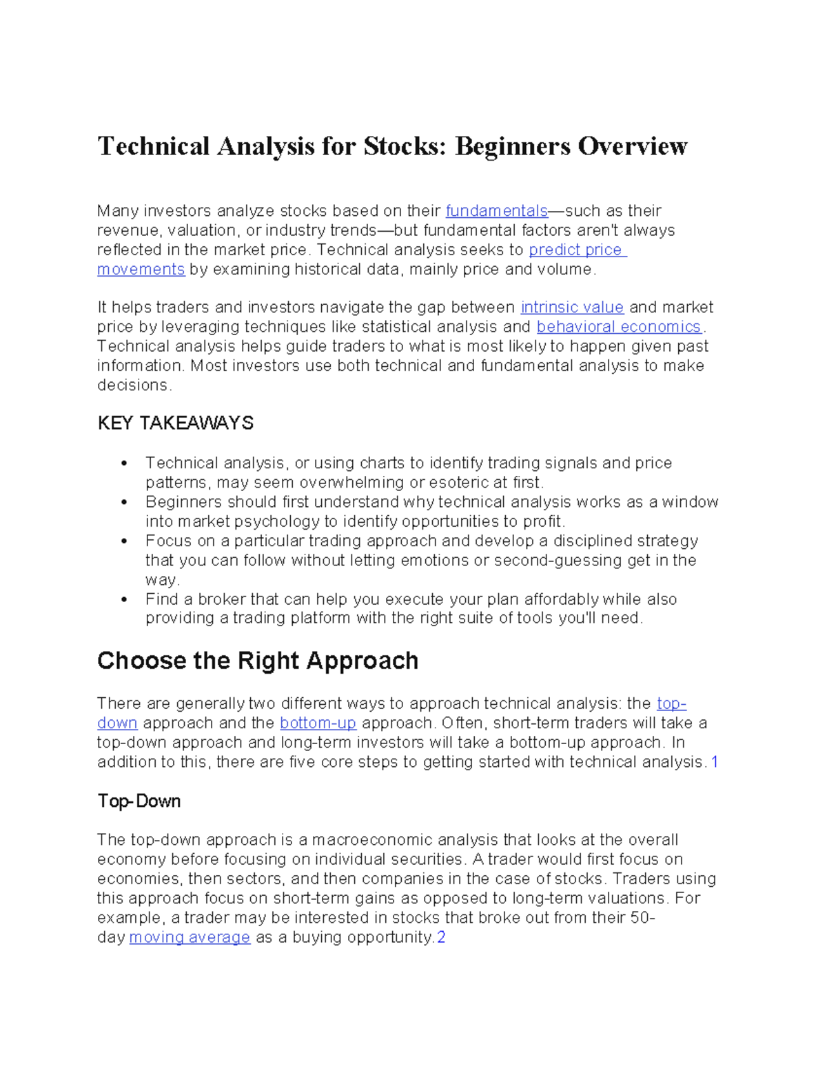 Technical Analysis for Stocks - Technical analysis seeks to predict ...