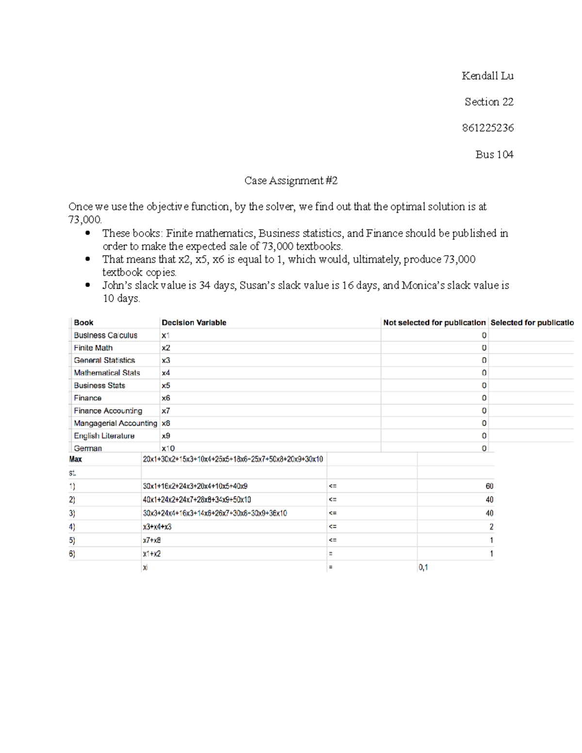 I Learn Case Assignment #2 - Kendall Lu Section 22 861225236 Bus 104 ...