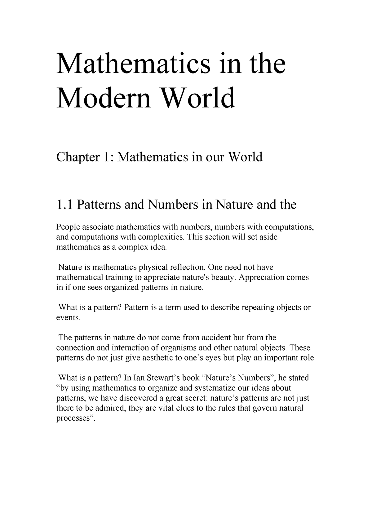 essay about mathematics in modern world