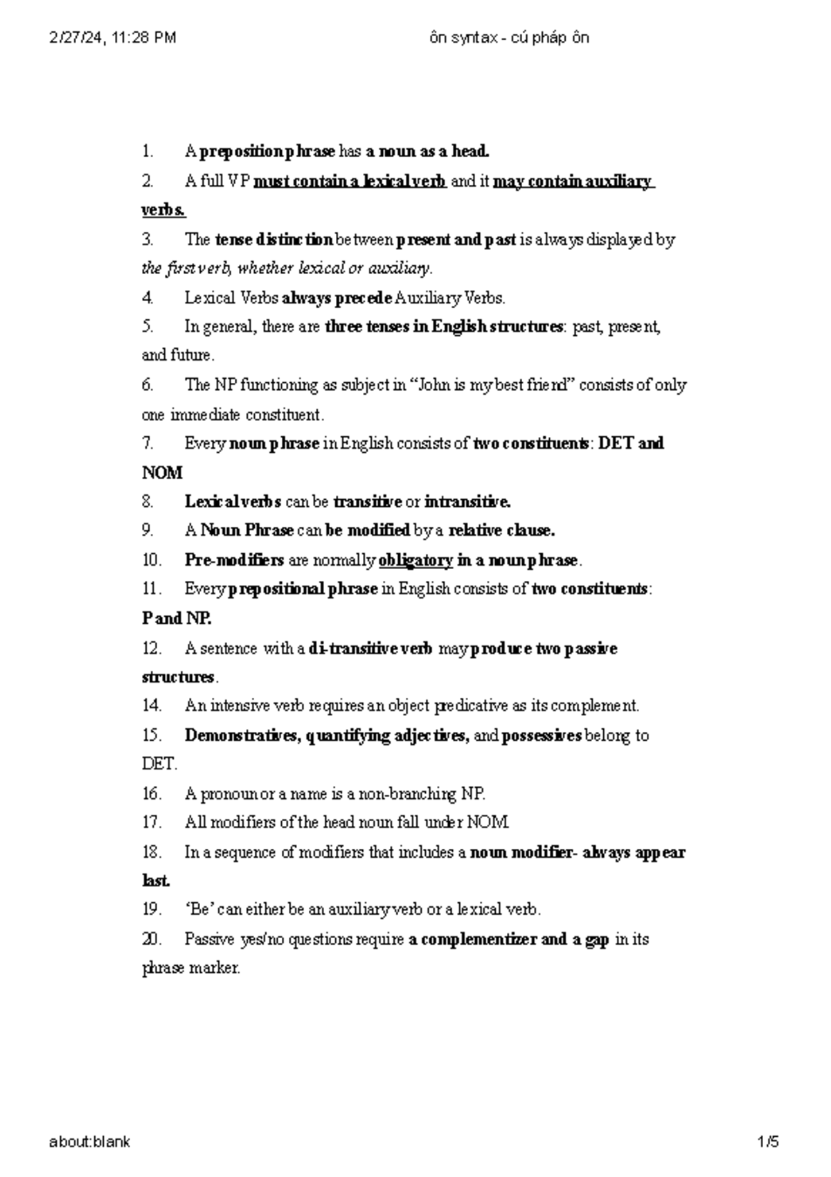 ôn syntax cú pháp ôn - Summary Giáo trình pháp luật đại cương - Giáo ...