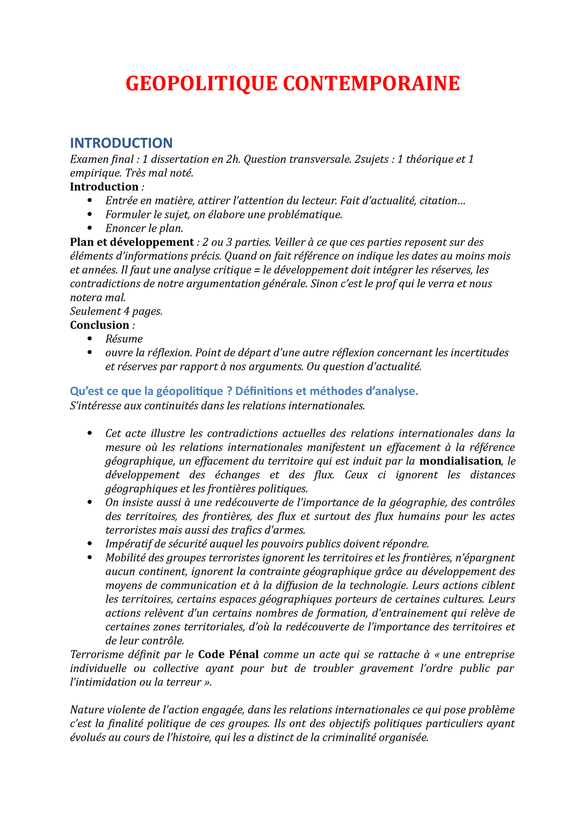 introduction dissertation geopolitique