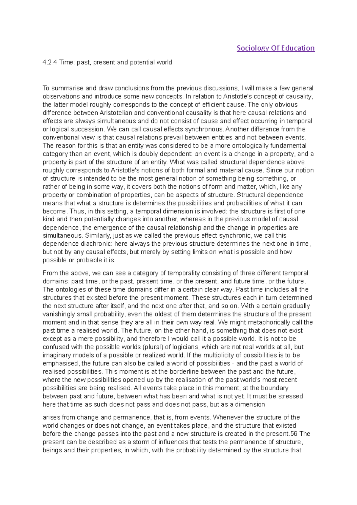 Sociology Of Education Time past, present and potential world 13