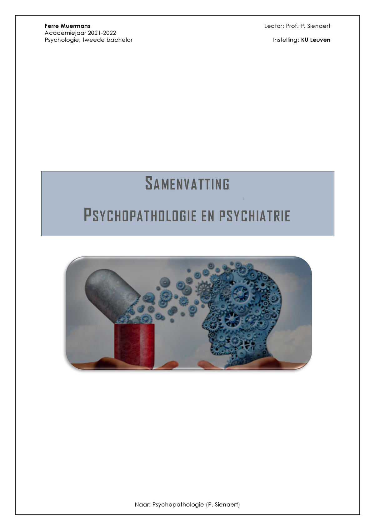 Samenvatting Psychopathologie En Psychiatrie Volwassenen - Ferre ...