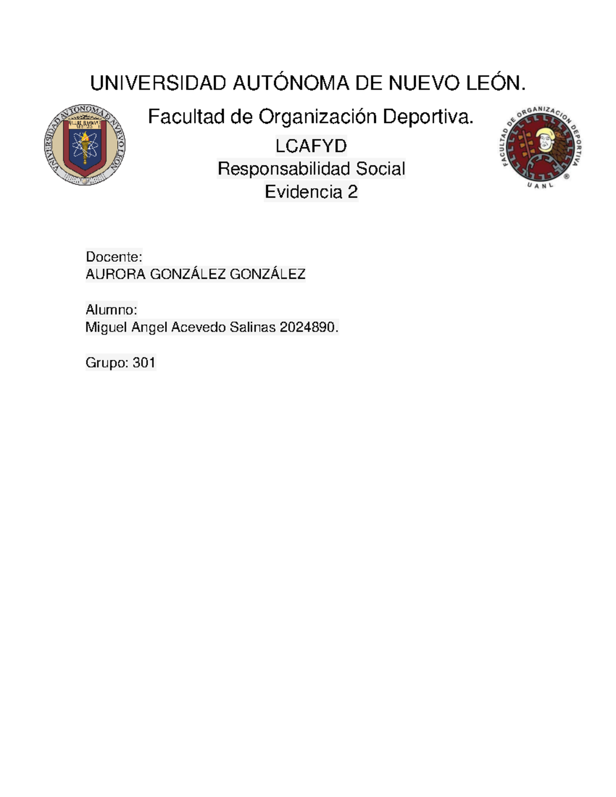 EVI2 RES. Social - Evidencia 2 - UNIVERSIDAD AUTÓNOMA DE NUEVO LEÓN ...