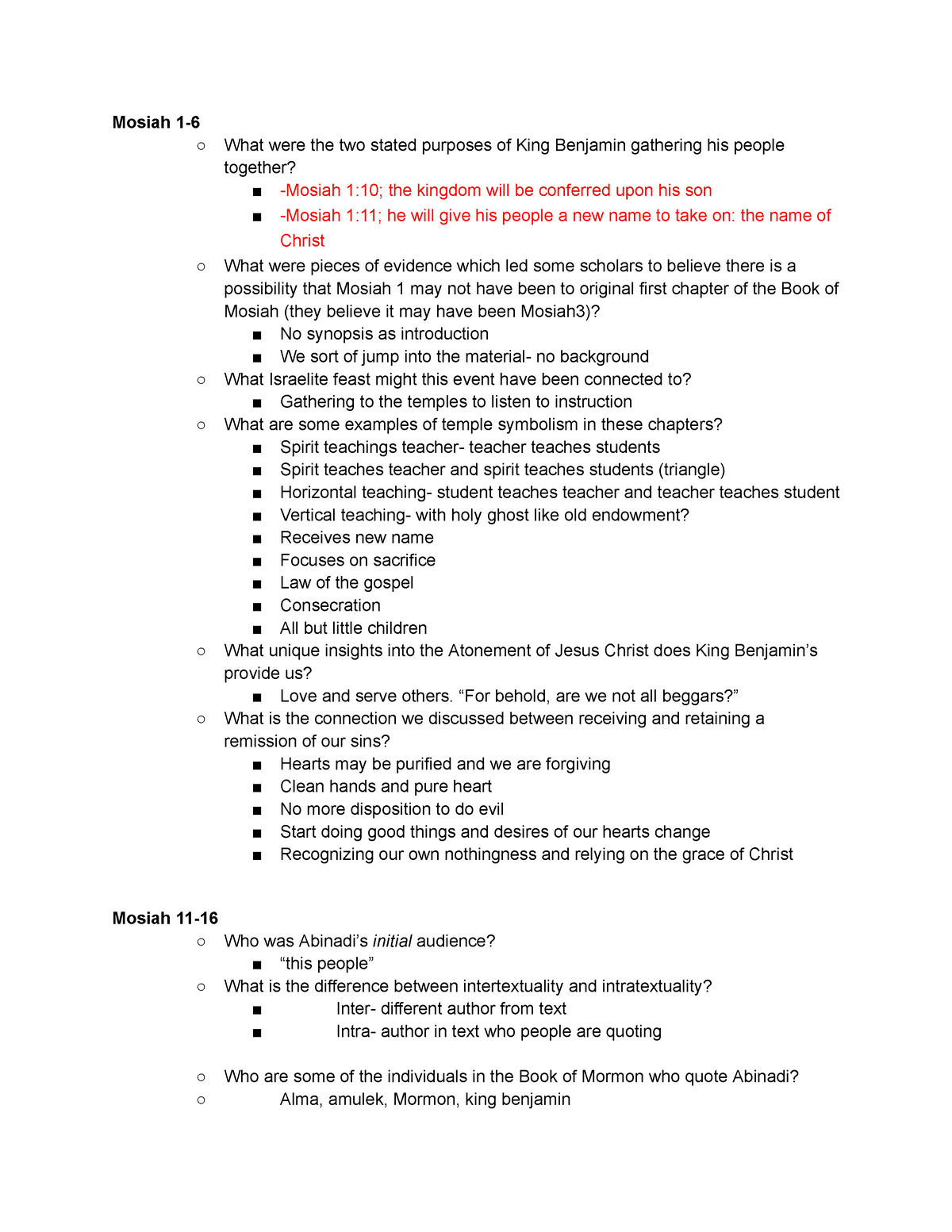 BYU Relgion (BOM) Final Study Guide - Mosiah 1- What were the two ...