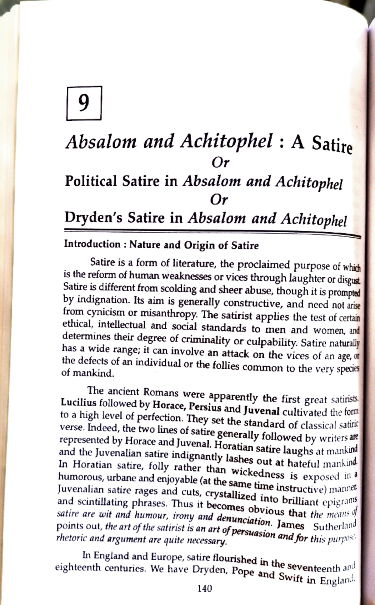 Absalom and achitophel as satire - 9 Absalom and Achitophel : A Satire ...