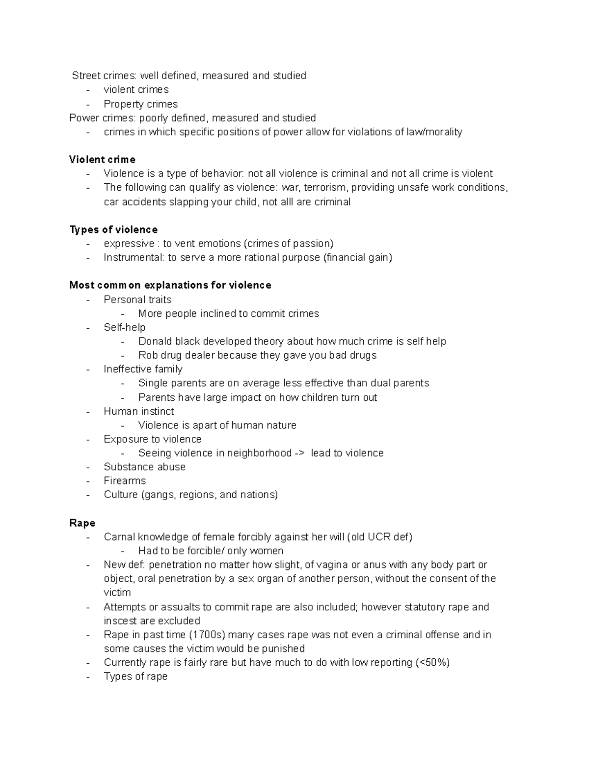 Crime types - notes - Street crimes: well defined, measured and studied ...