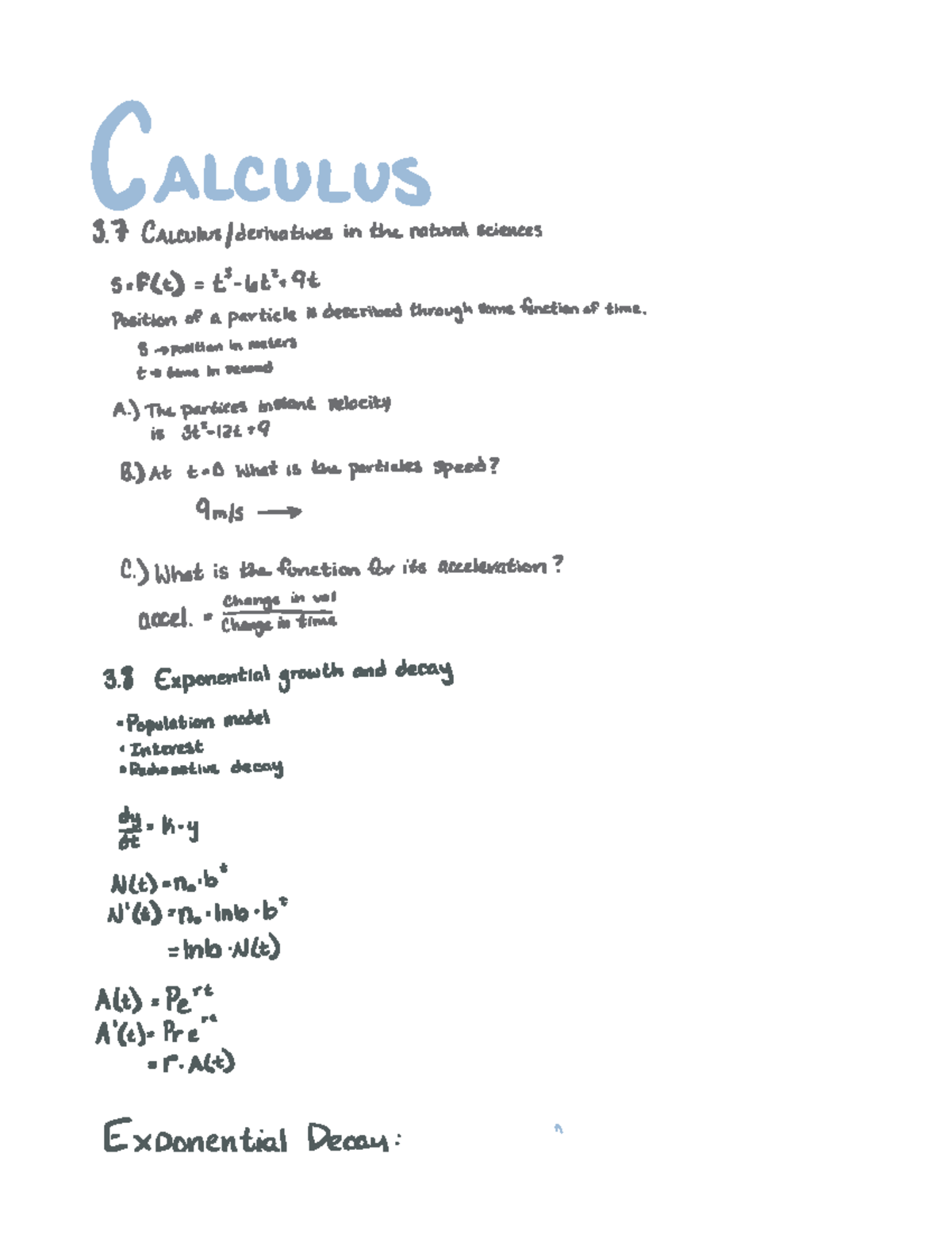 Calculus 1 Units 3.7 4 CALCULUS 3 7 Calculus derivatives in