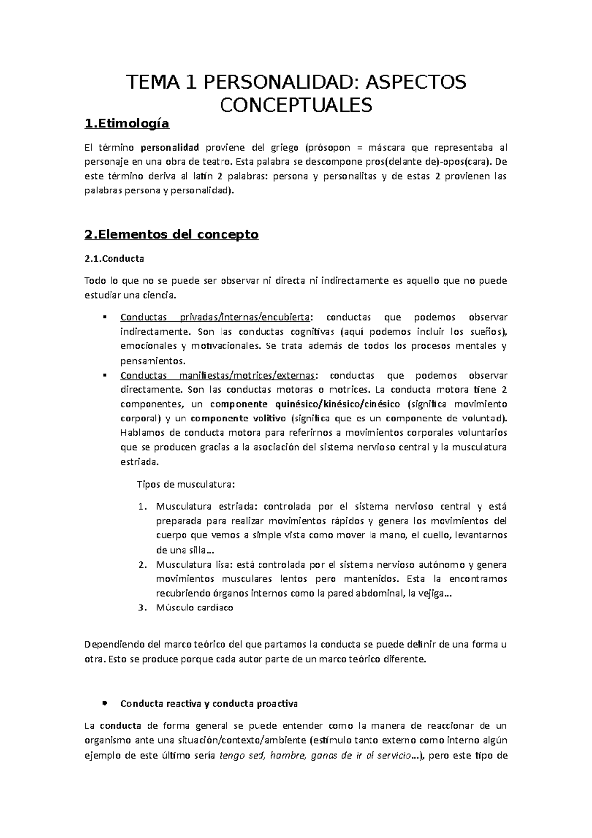 Tema 1 Psicología de la personalidad - TEMA 1 PERSONALIDAD: ASPECTOS ...