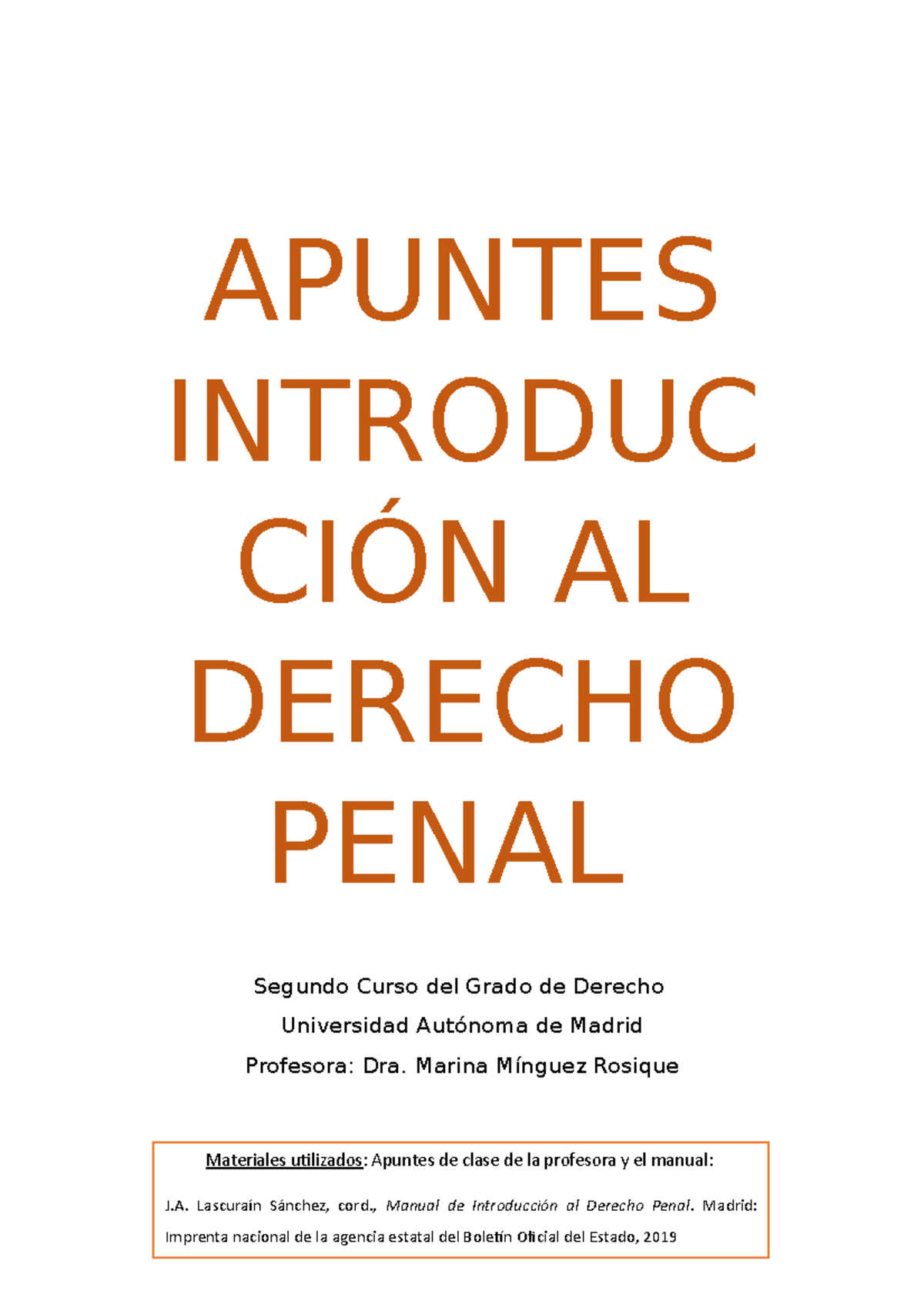 Introducción Al Derecho Penal Apuntes Completos - APUNTES INTRODUC CIÓN ...