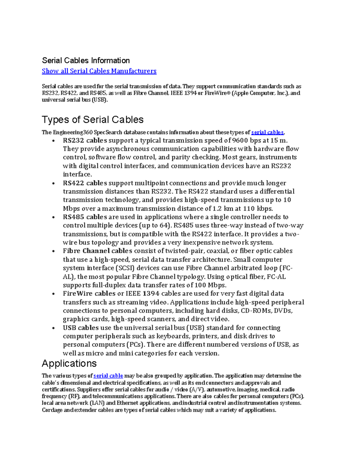 SERIAL BUSES TYPES - Serial Cables Information Show all Serial Cables ...