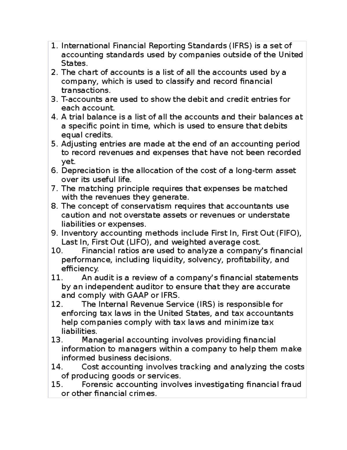 Accounting notes - International Financial Reporting Standards (IFRS ...