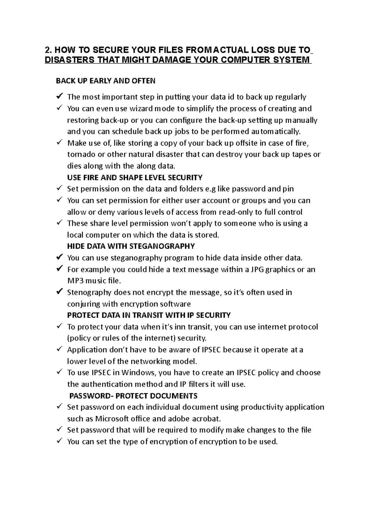Info admini - Lecture notes 1 - 2. HOW TO SECURE YOUR FILES FROM ACTUAL ...