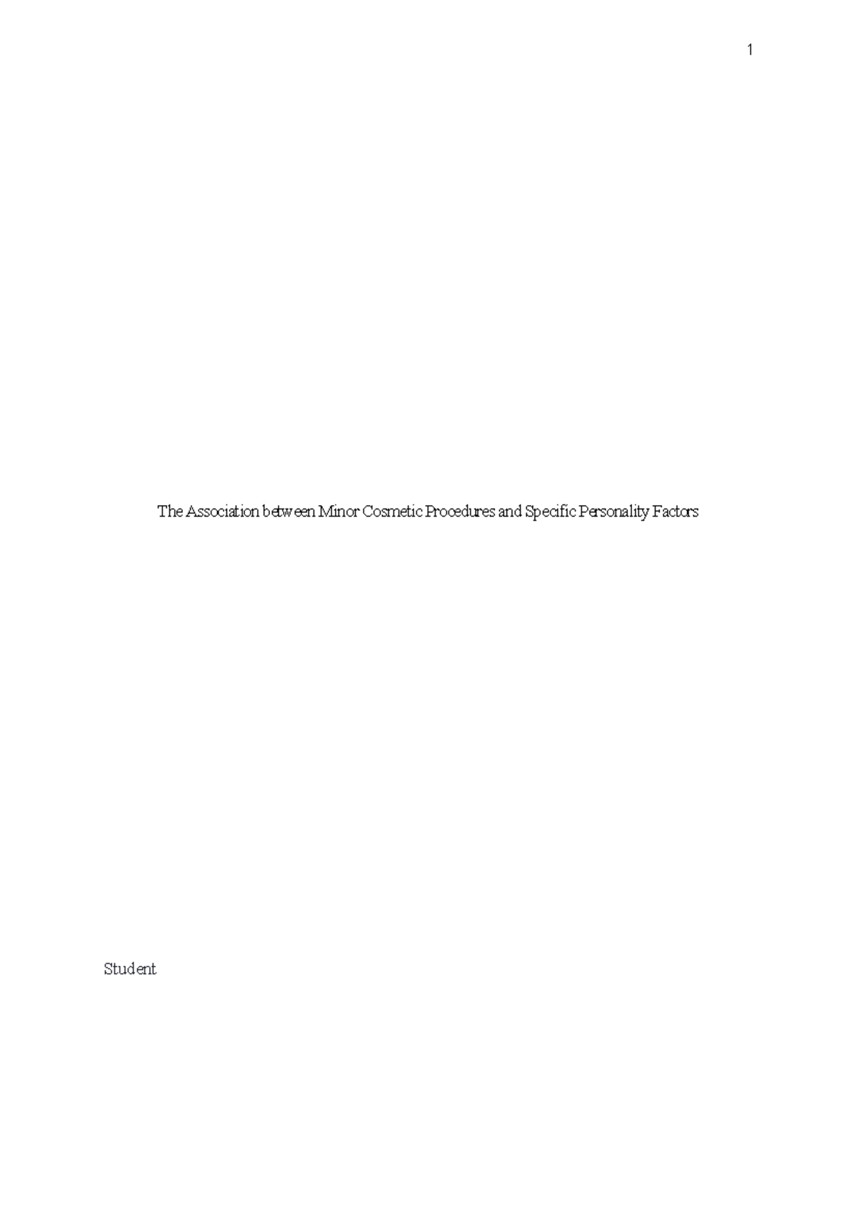 Association between minor cosmetic procedures and personality Studoc