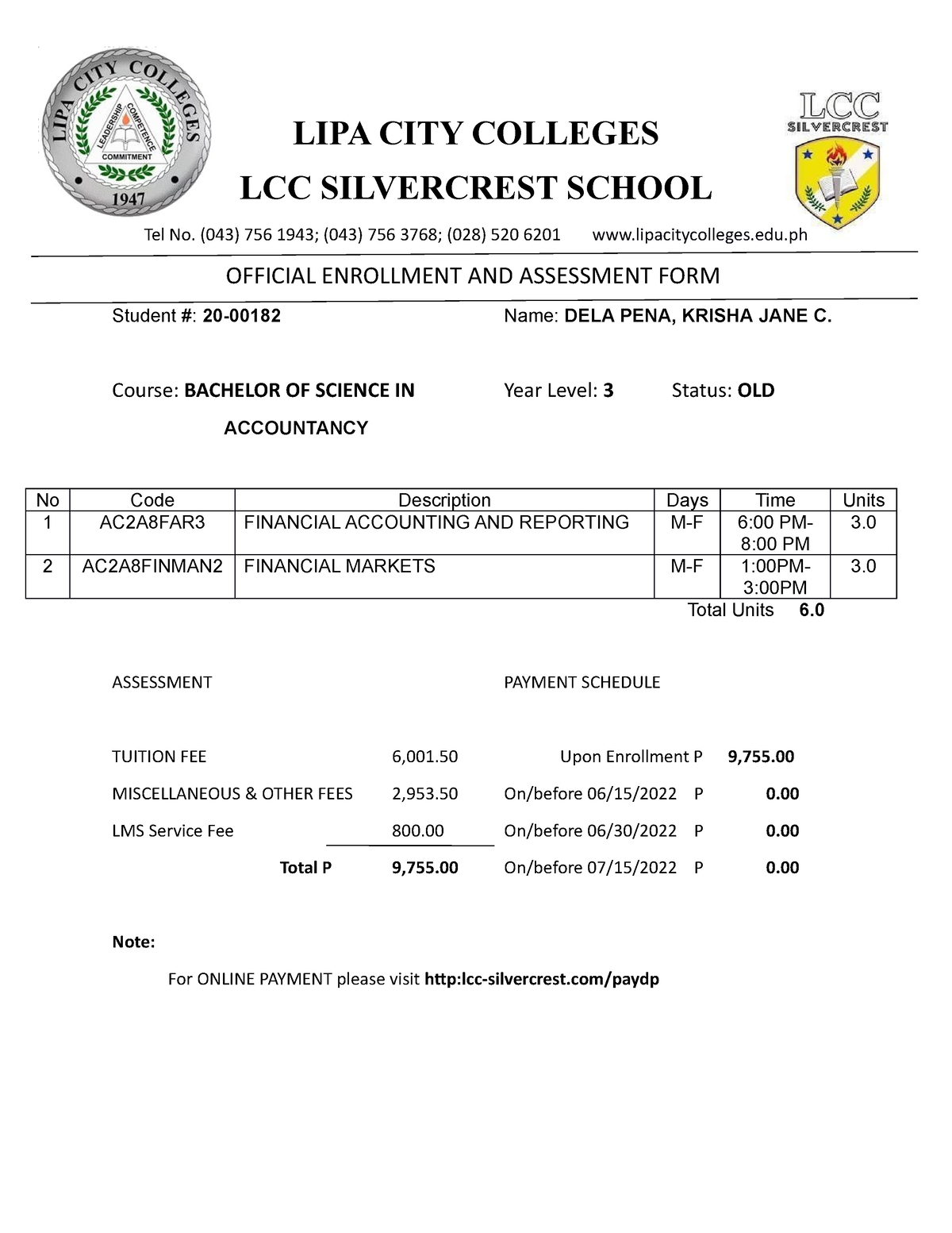 lipa city colleges tourism tuition fee