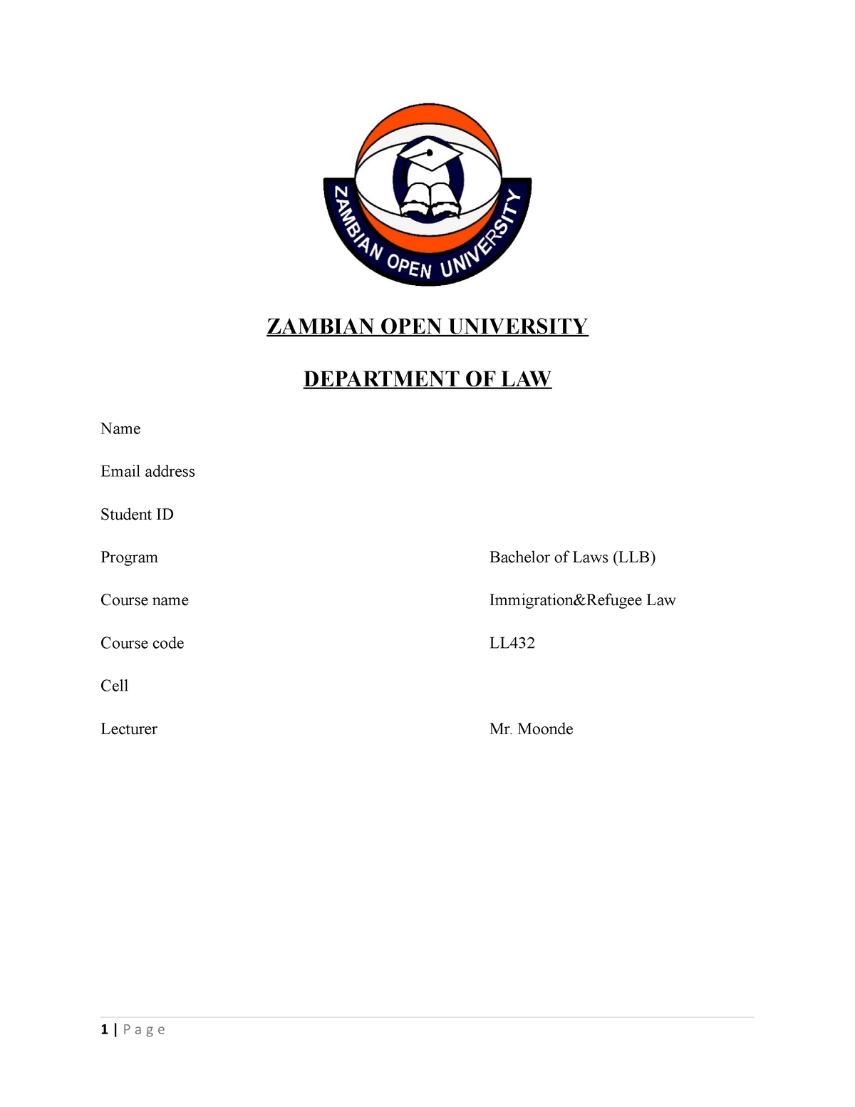 zambian open university assignments