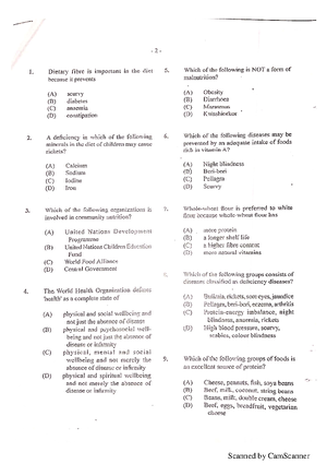 CSEC Foods MCQ Answers - csec past papers for the years relating to ...