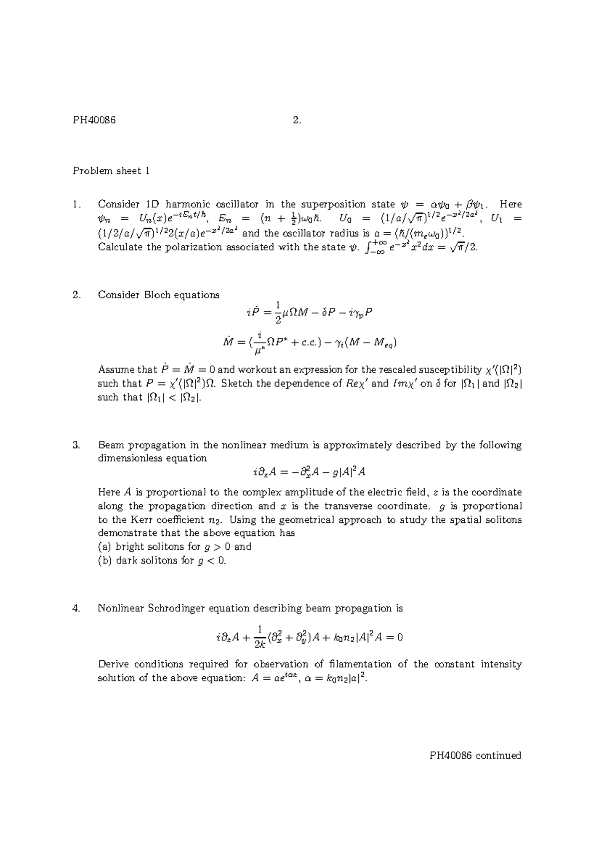 Ph 11 12 Problem Sheet All Problems Studocu