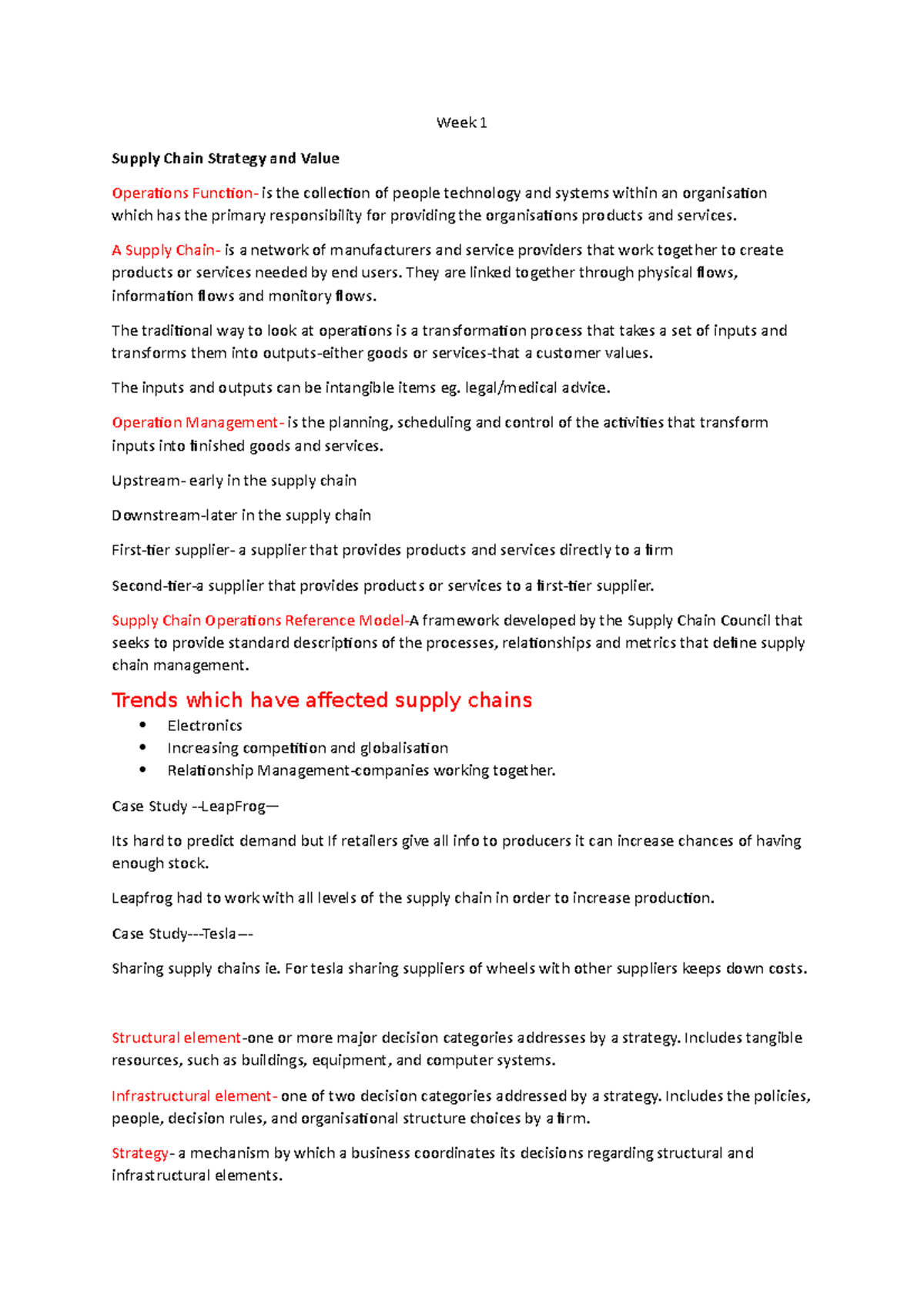 Week 1 - Summary Introduction to Operations and Supply Chain Management ...