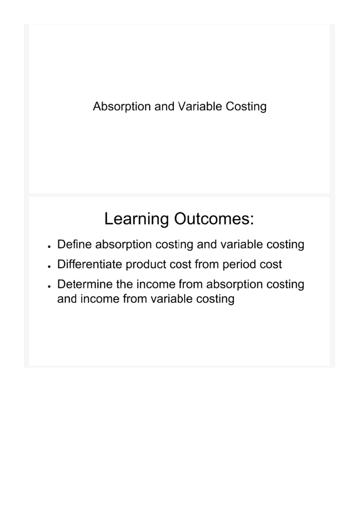 W11 Absorption And Variable Costing - Cost Accounting - Studocu