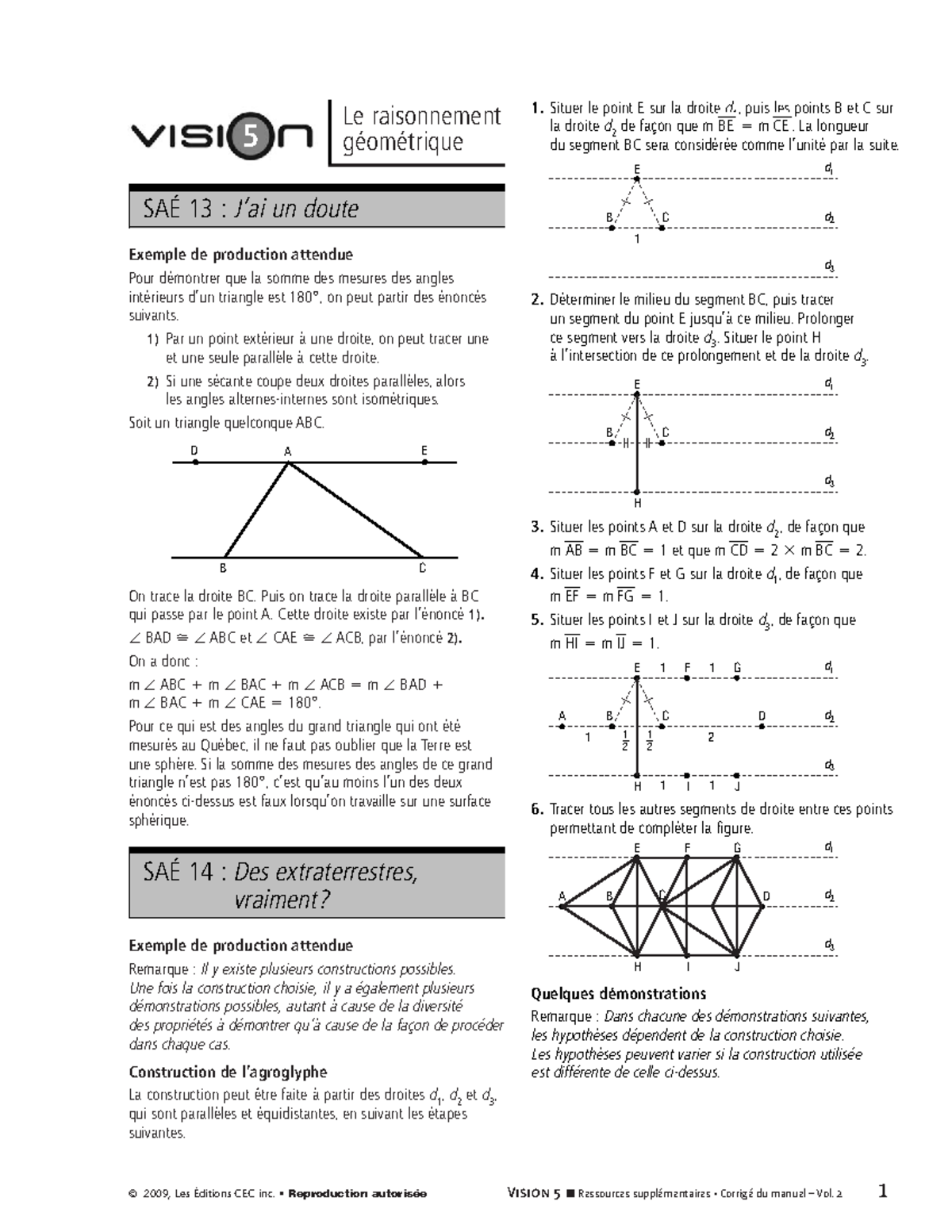 Vision-1 4sn corrige 5 - Math corrected Secondary 4 book - © 2009, Les ...
