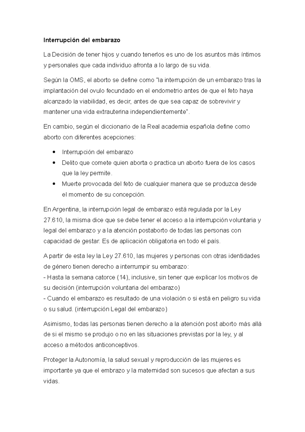 Interrupción del embarazo Interrupción del embarazo La Decisión de