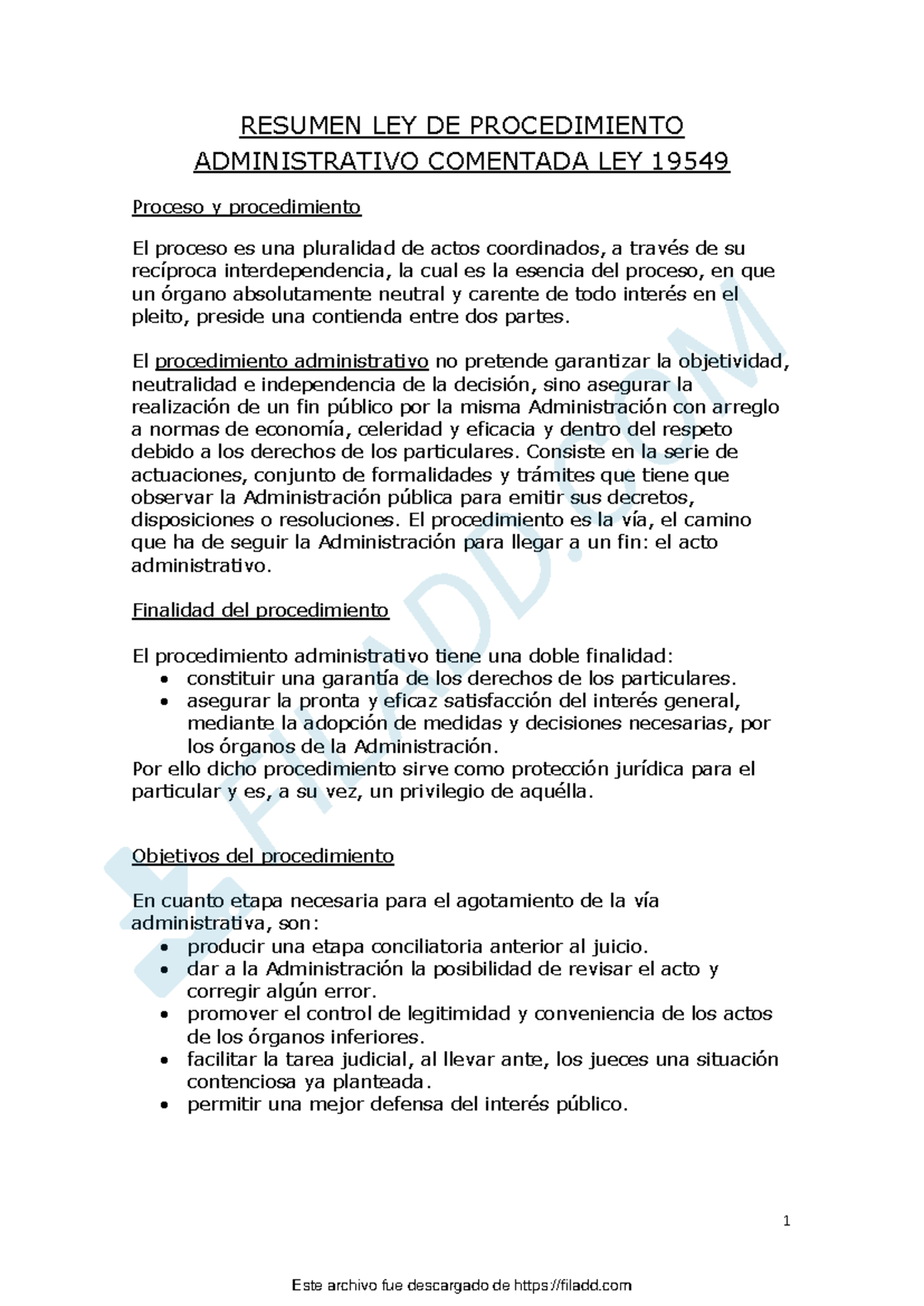 Resumen LEY DE Procedimiento Administrativo Comentada LEY 19549 1 - 1 ...