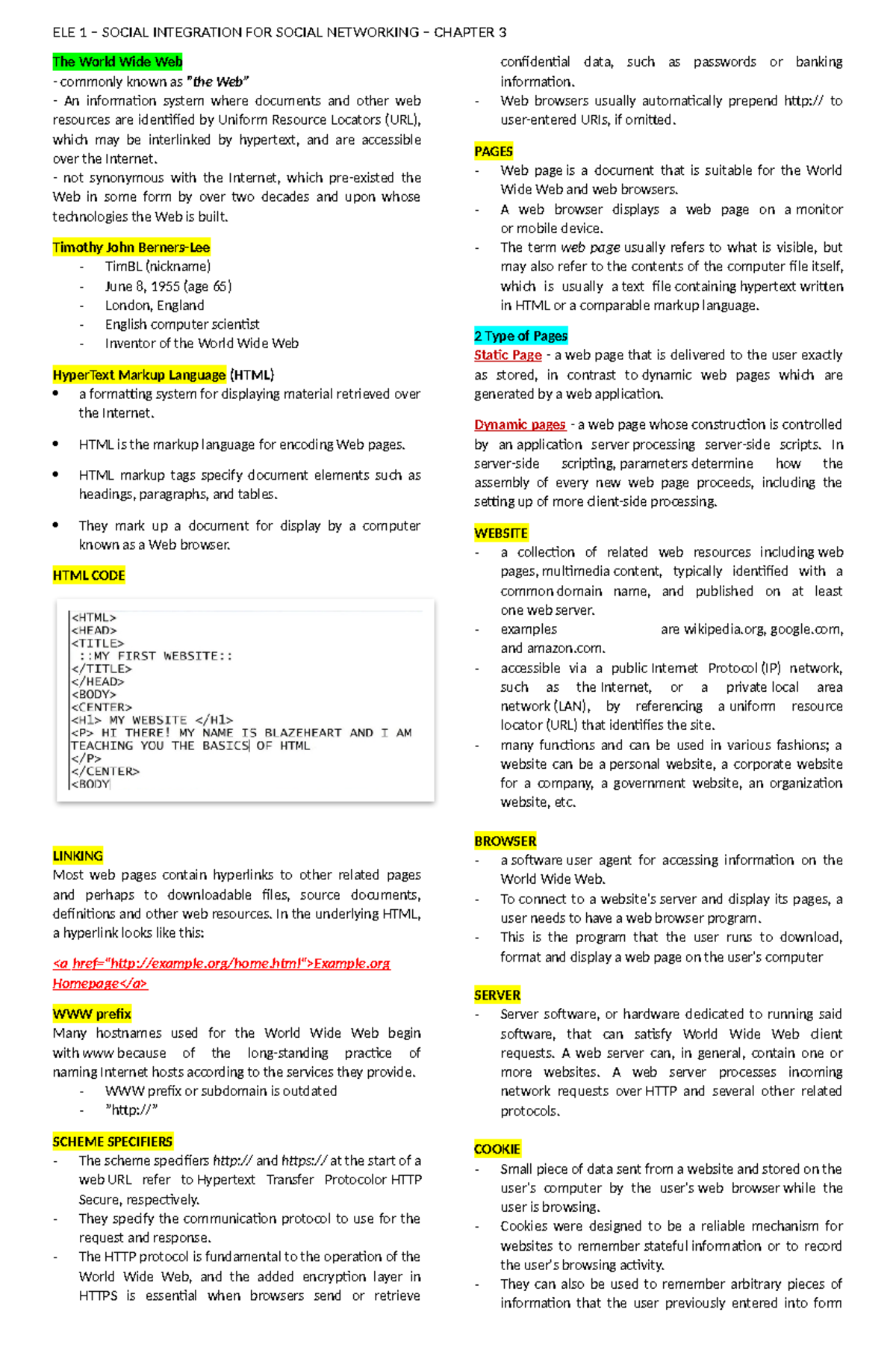 Chapter 3 - N/A - ELE 1 – SOCIAL INTEGRATION FOR SOCIAL NETWORKING ...