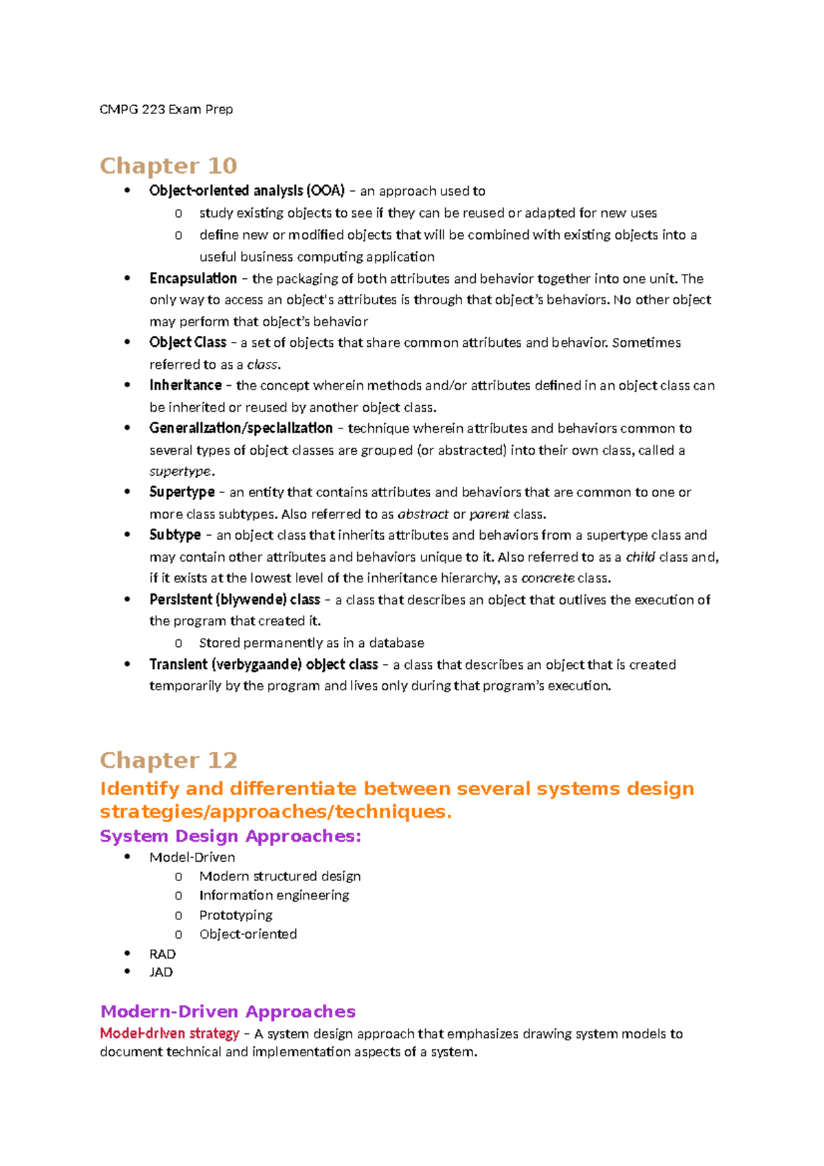 223 Exam Prep Chap 10 20 - EXAM PREP - CMPG 223 Exam Prep Chapter 10 ...