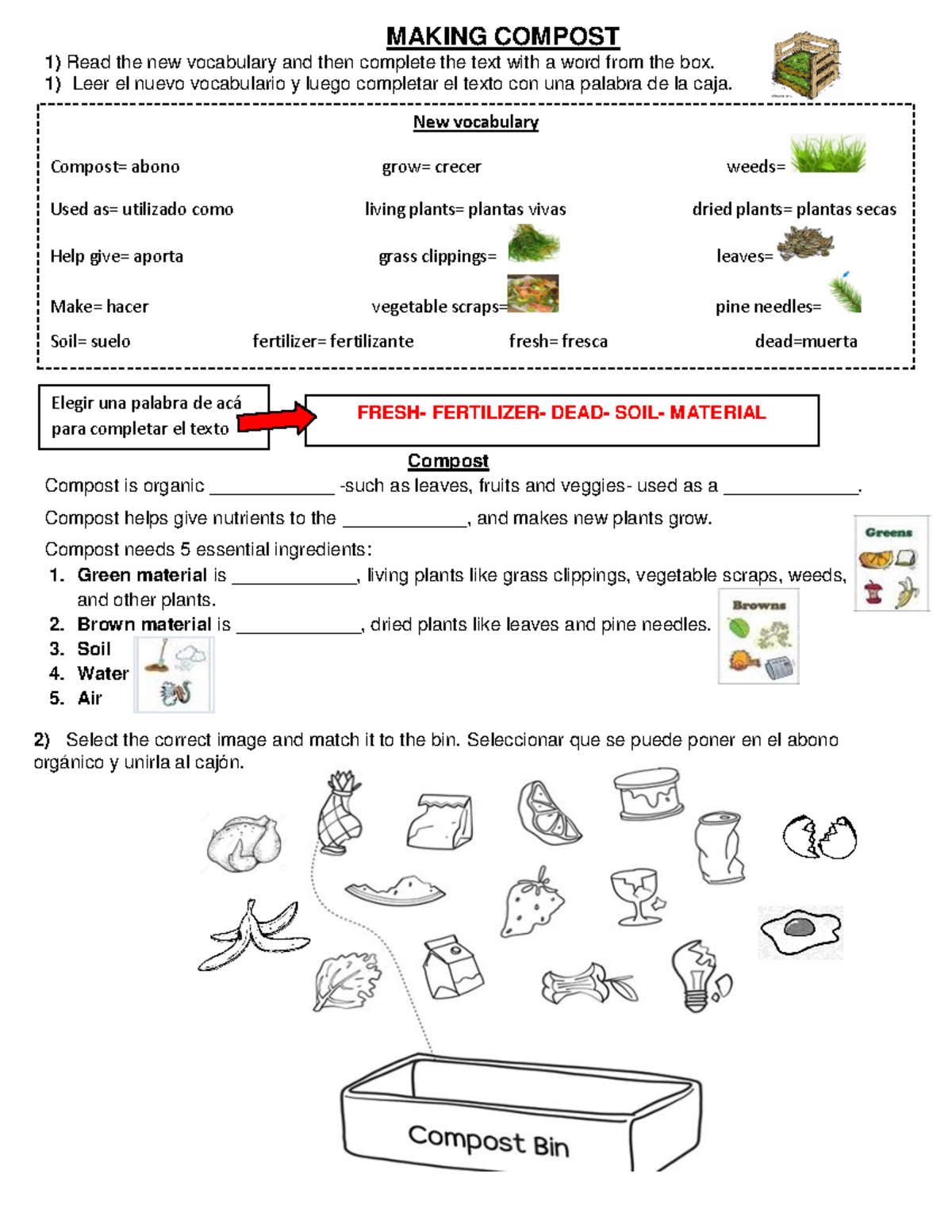 1er Año Inglés trabajo de ingles 1ero secundaria MAKING COMPOST 1