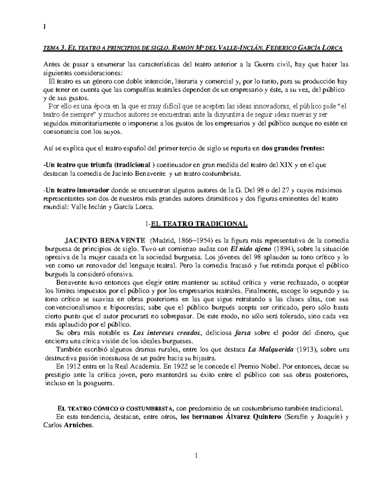 Tema 3 El Teatrode Principios De Siglo Valle Inclán Y Lorca Tema 3 El Teatro A Principios 8764