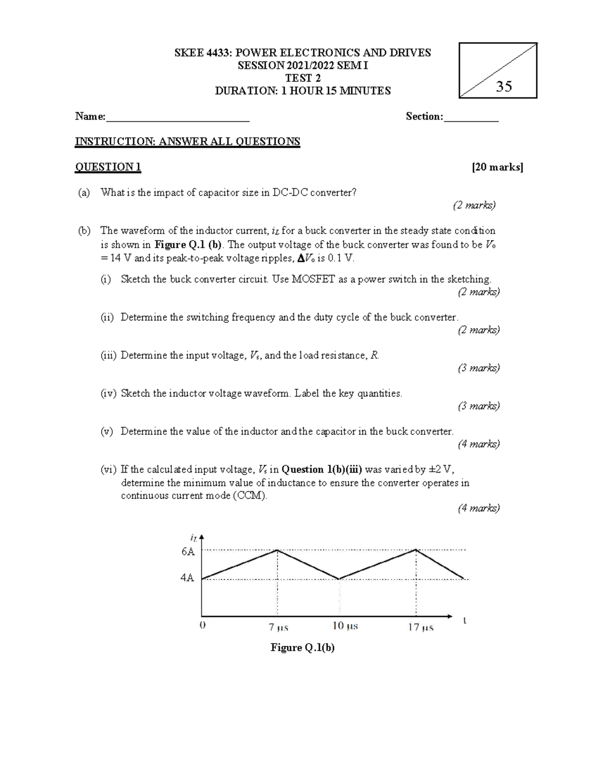Test 2 Power Electronic & Device SKEE4433 SKEE 4433 POWER