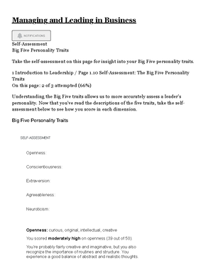 Big Five Personality Traits Essay - In my personality assessment, a ...