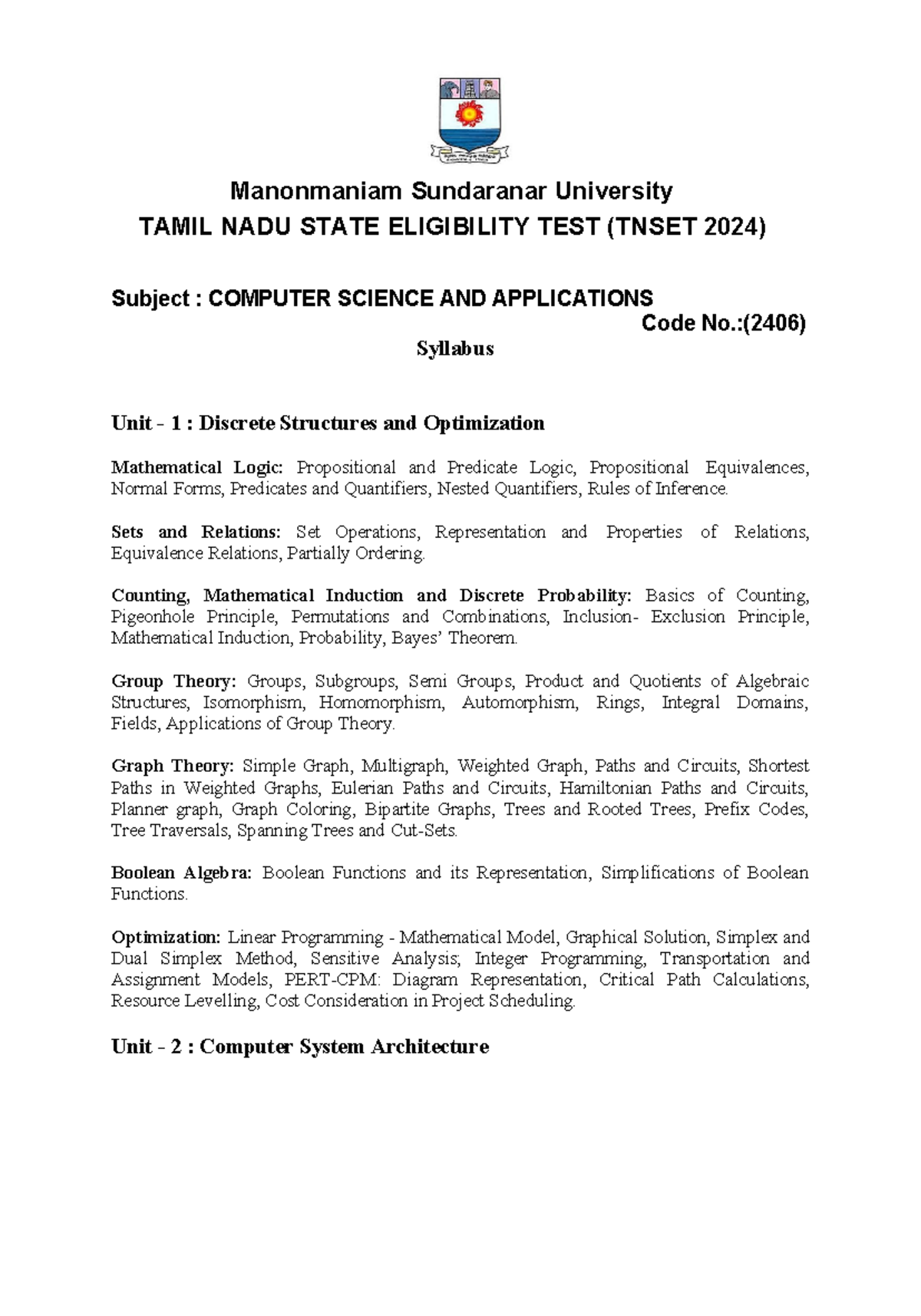 Computer Science and Applications English Only - Manonmaniam Sundaranar ...