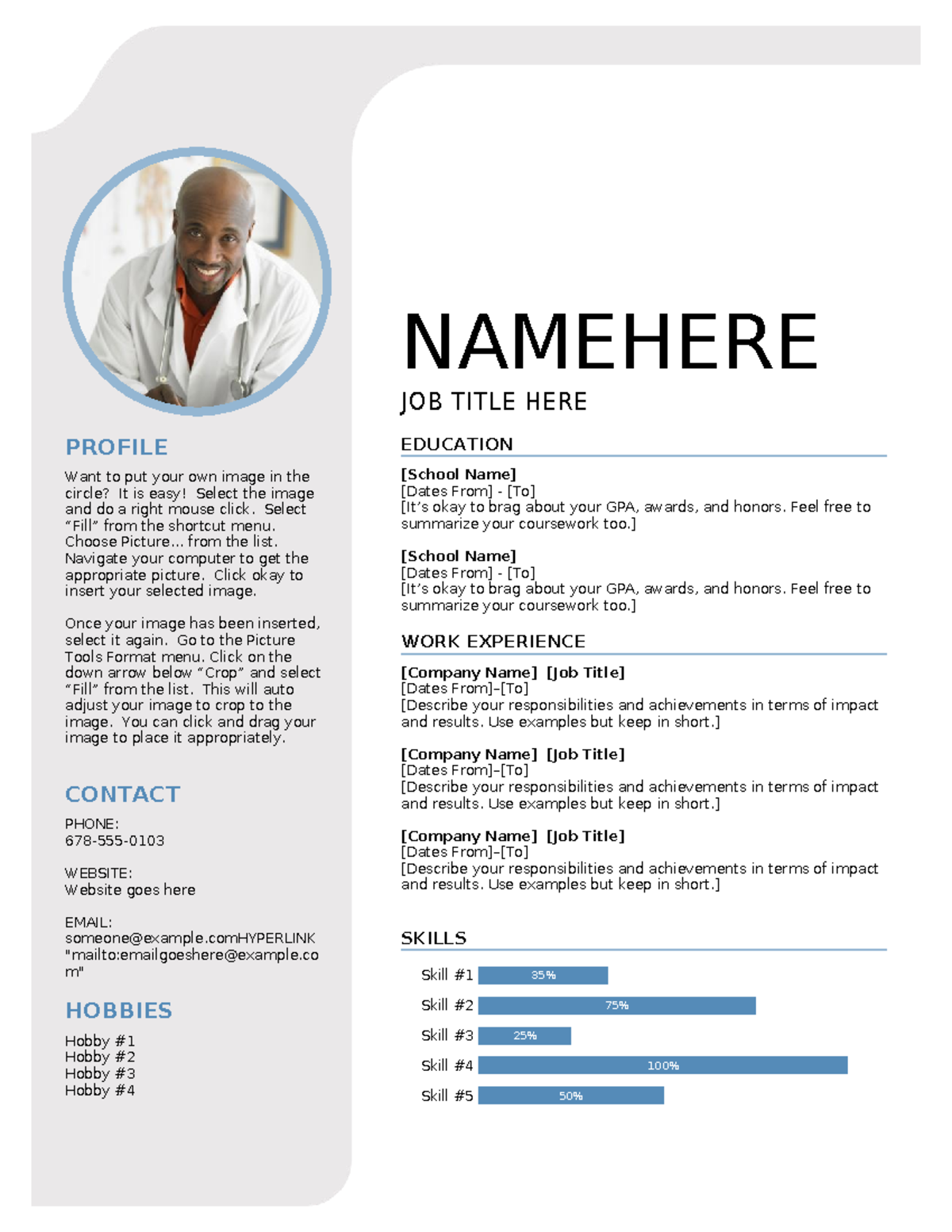 Sample Resume Template - NAMEHERE JOB TITLE HERE PROFILE Want to put ...
