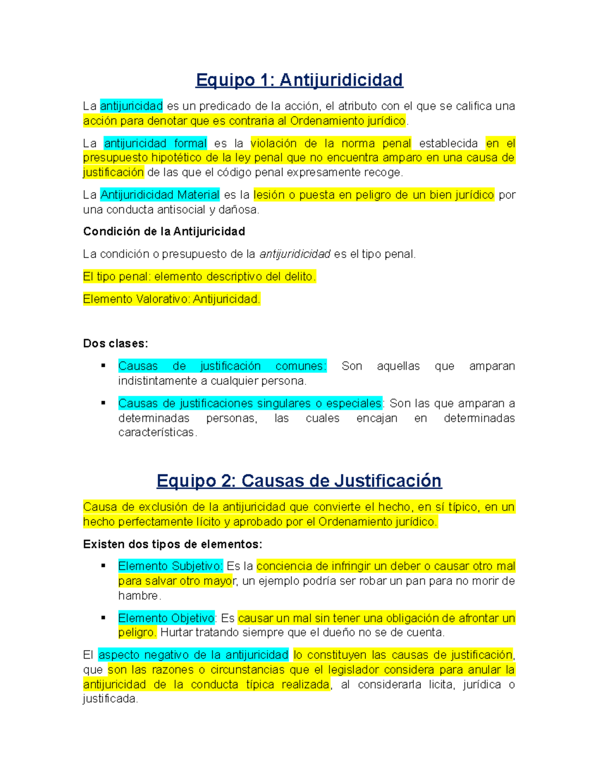 Guia De Derecho Penal - Equipo 1: Antijuridicidad La Antijuricidad Es ...