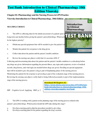 Fundamentals Of Nursing 10th Edition By Taylor Test Bank - Full Test ...