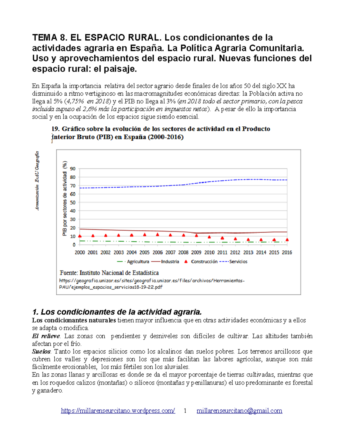 Geografía II. Tema 8 - El Espacio Rural - TEMA 8. EL ESPACIO RURAL. Los ...