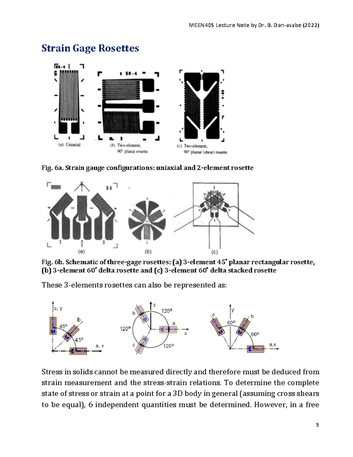 MEEN405. Exp Stress Analysis. Strain Rosette Lecture 3 - Strain Gage ...