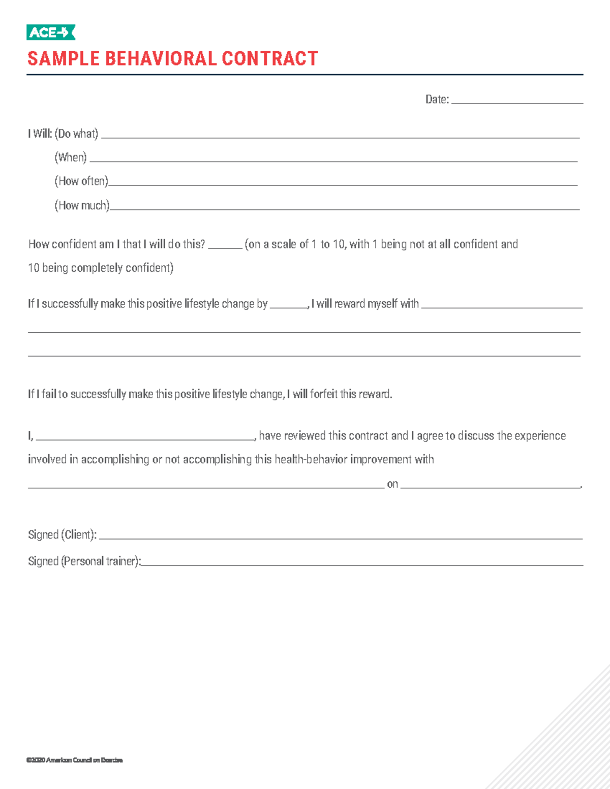 1 Sample Behavioral Contract - SAMPLE BEHAVIORAL CONTRACT I Will: (Do ...