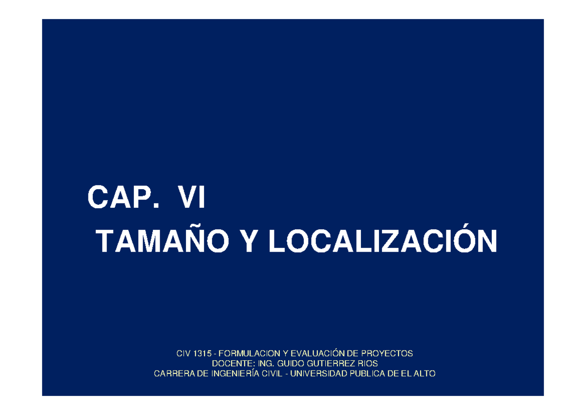 Cap VI Tamaño Y Localizacion DEL Proyecto - CAP. VI TAMAÑO Y ...