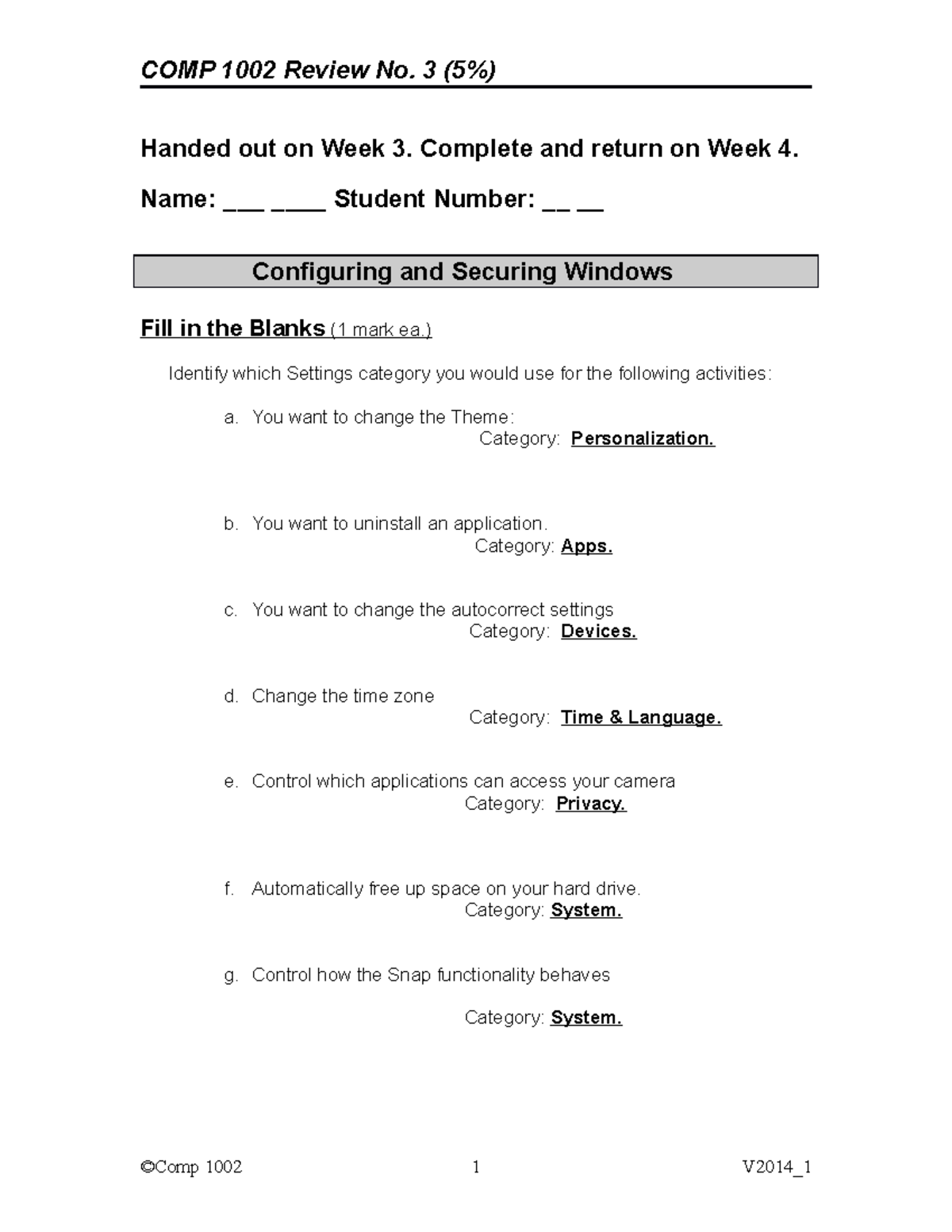 assignment comprehensive review quiz