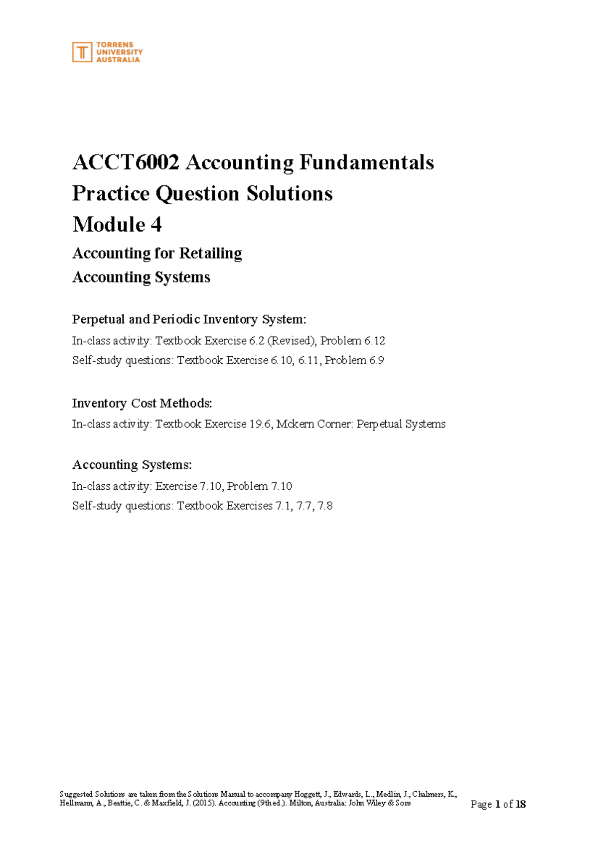 Module 4 Practice Solutions - Suggested Solutions Are Taken From The ...