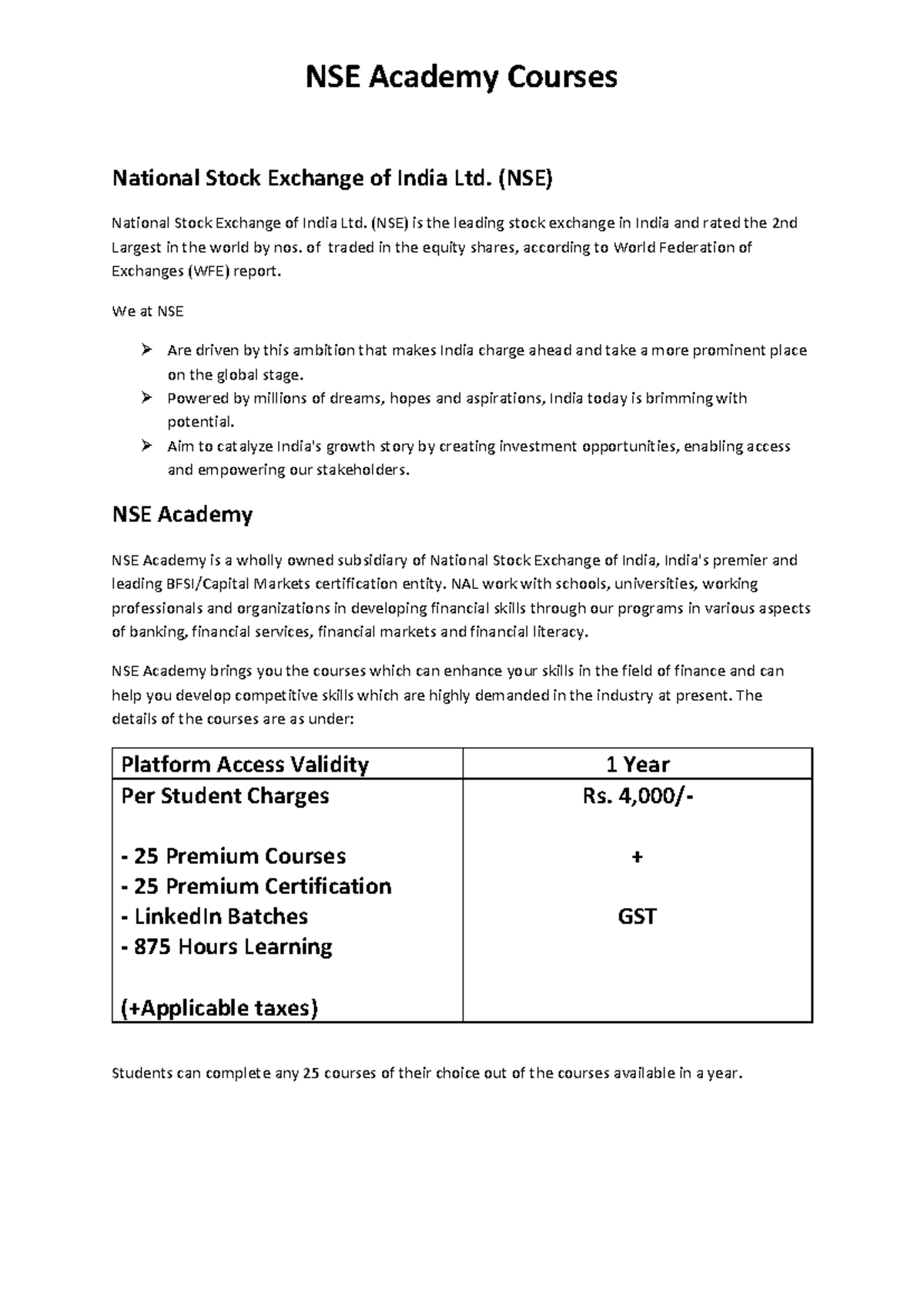 NSE Academy - (NSE) National Stock Exchange of India Ltd. (NSE) is the ...